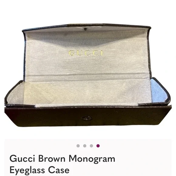 Gucci Brown Monogram Guccissima Leather Folding Eyeglass Sunglasses Case Brown - Picture 3 of 3